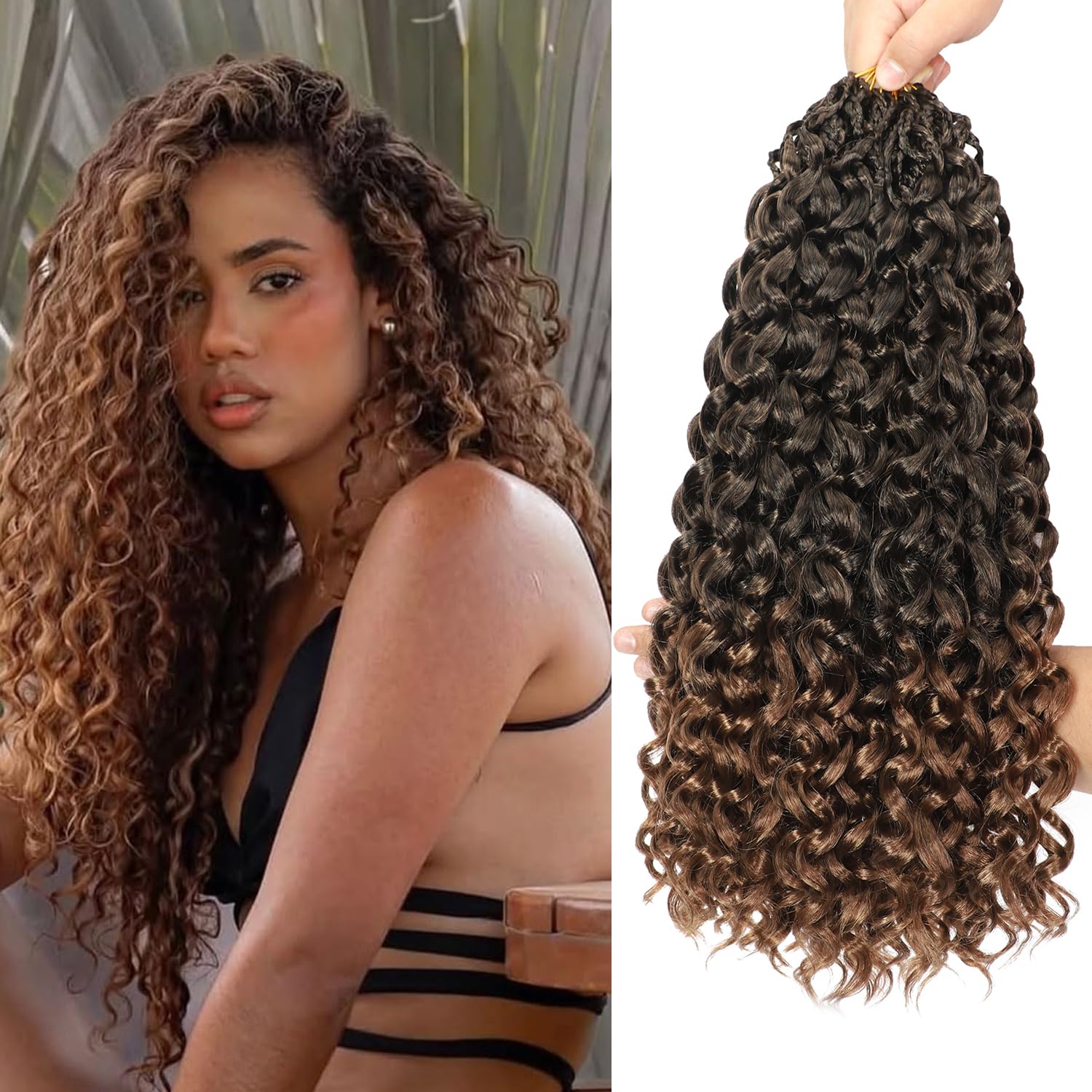 Gogo Curl Crochet Hair 18 Inch 9 Packs Ocean Wave Curly Crochet Hair for Black Women Pre-Looped Deep Wave Water Curly Braiding Extensions (T30#