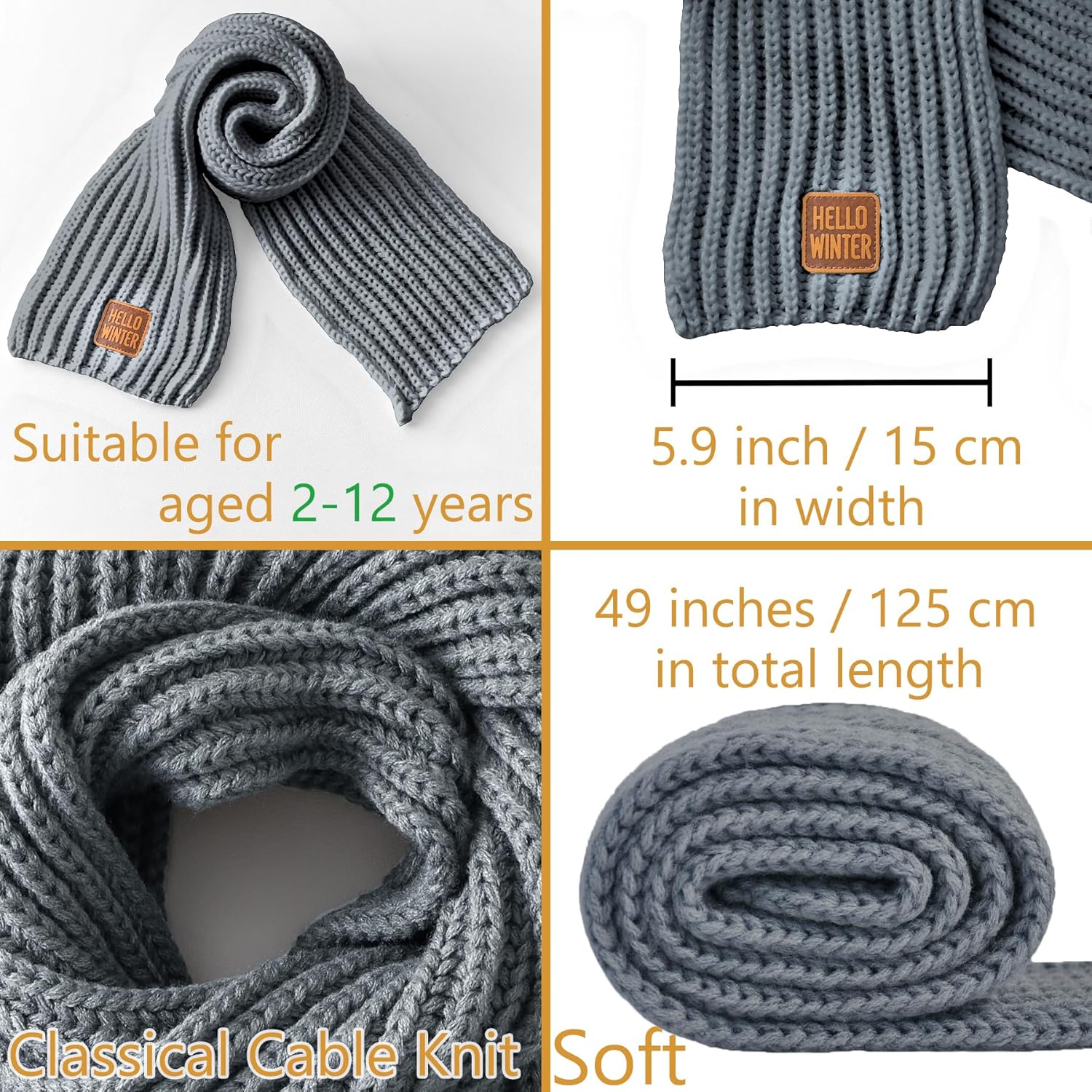 Kids Scarf Winter Neck Warmer Toddler Neck Scarf Girls Thick Scarves Boys Warm Neck Warp 2-12 Years - Image 2