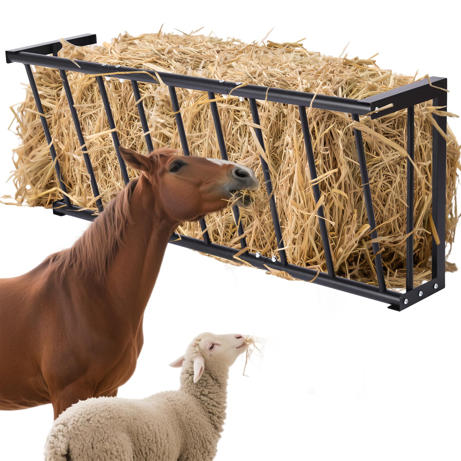 Wall Mount Hay Rack for Goats, Sheep, Horses – Heavy Duty 25 Gallon Livestock Hay Feeder, Hanging Blanket Holder with Rust Resistant Coating, Space Saving Farm Goat Feeder for Indoor, Outdoor Use