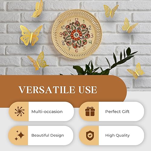 Miniatura 3 de Juego de 48 mariposas doradas 3D para pared, 4 estilos, 3 tamaños para decoraciones de bodas y cumpleaños, decoración estética de habitación para