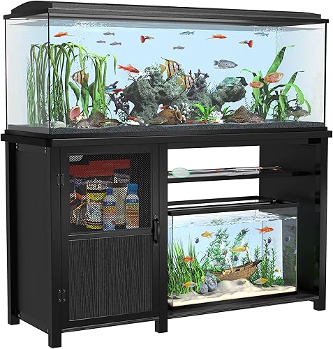 Miniatura 9 de GDLF Soporte de metal para acuario con gabinete para almacenamiento de accesorios de pecera, acuario de 40 galones, tanque de tortuga, terrarios