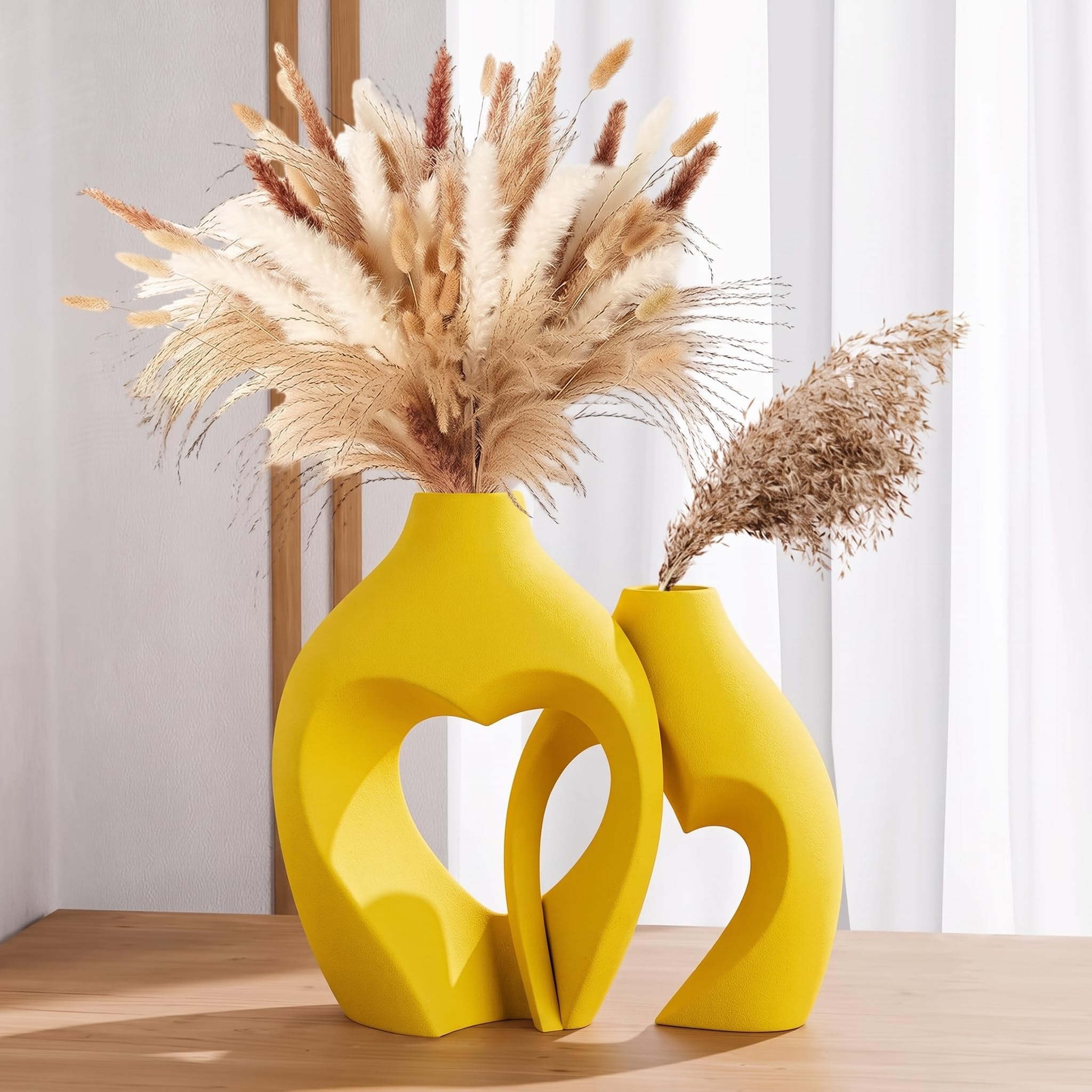 PUREZENTO Donut Heart Vases - Set of 2 Ceramic Vases -15