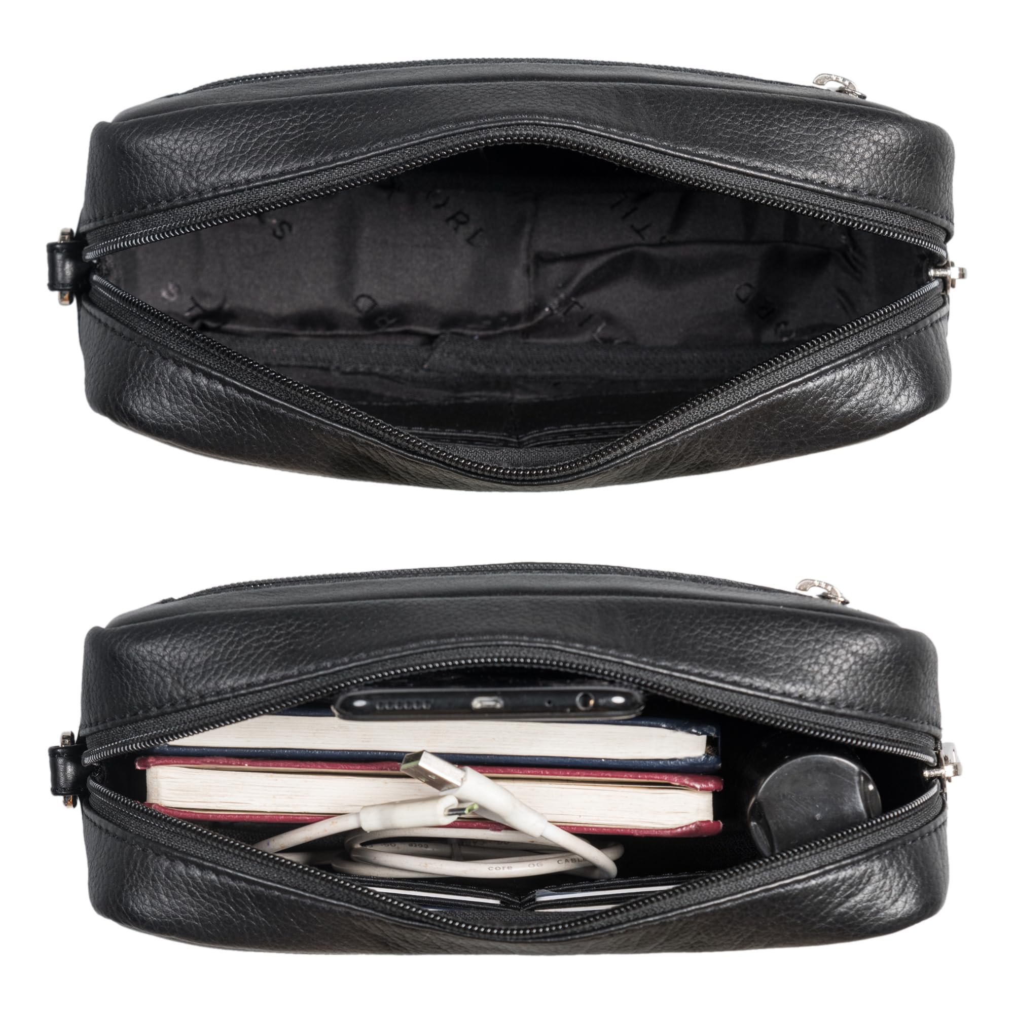 STILORD Larkin Bolso de Pulsera para Hombre Organizador de Piel Bolso de Piel pequeño Bolso para Hombre Bolso de Viaje XXL Bolso para Hombre Color:Negro