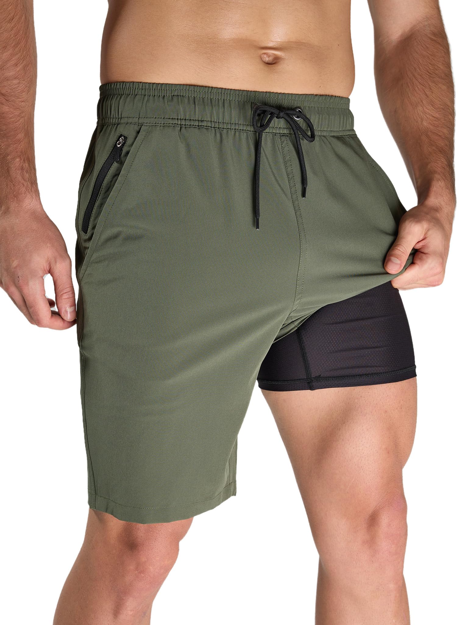 Arcweg Badehose Herren Lang 2 in 1 Badeshorts mit Kompression Liner – Schnelltrocknend, Atmungsaktiv, mit Reißverschlusstaschen und Verstellbarem Tunnelzug für Schwimmen, Surfen