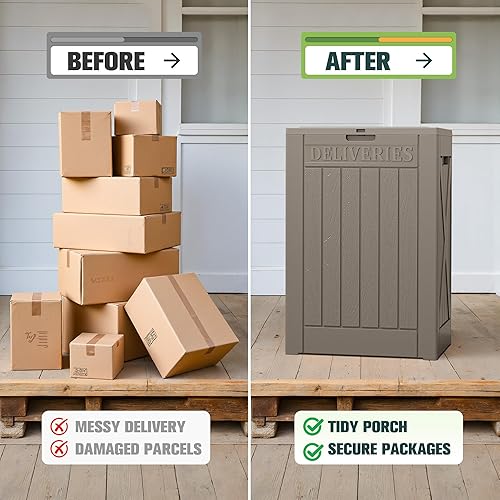 Vista 77 de Greesum Caja de resina de 31 galones para todo tipo de clima, cajas de almacenamiento al aire libre para muebles de patio, juguetes al aire libre