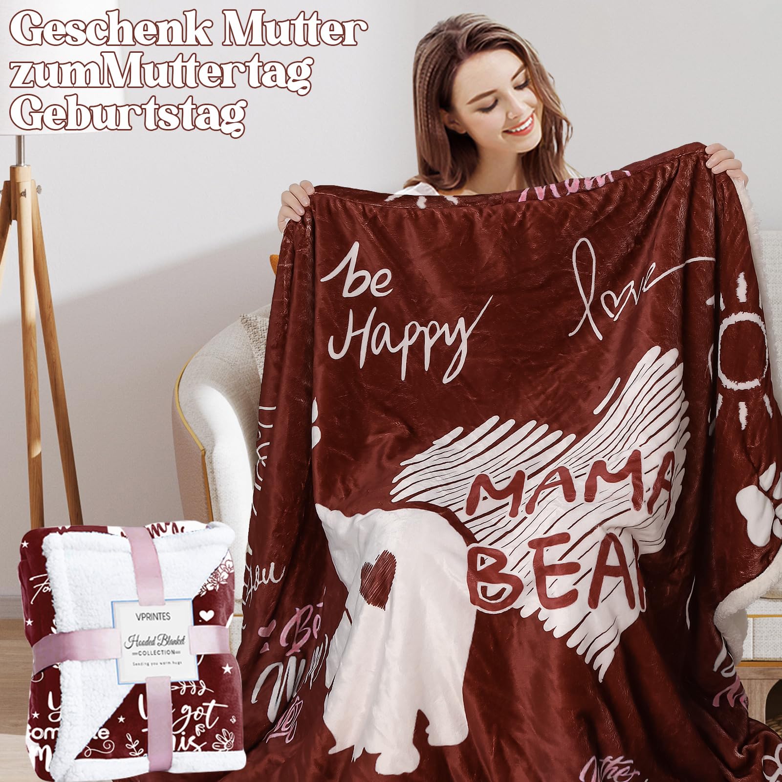 pewjury Regalo per donne, coperta portatile, coperta per divano, coperta per abbraccio, coperta con maniche, per donna, mamma, idea regalo (rosso, 130 x 185 cm)