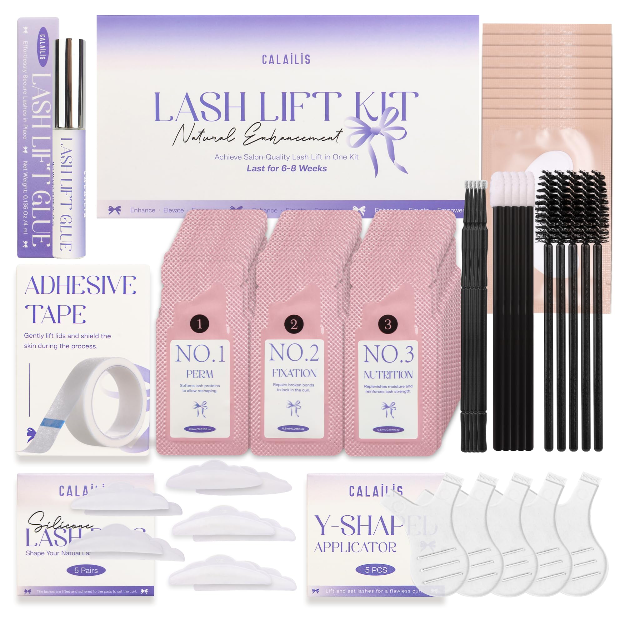 CALAILIS Wimpernlifting Set, 2025 Aktualisierte Lash Lifting Set, Semi-Permanente Wimpern Curling Wimpern Perm Kit Geeignet für Salon und DIY zu Hause Verwenden Wimpern Perm Kit für Anfänger