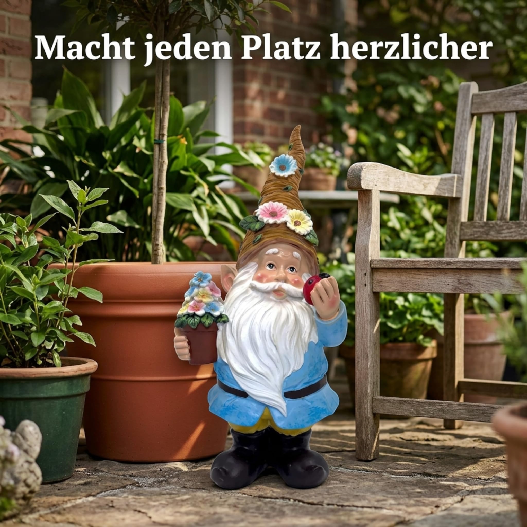 MIJOMA Gnom Gnome Gnome Dwarf Jardín Decoración Jardín Jardín Decoración Enana para Jardín Decoración del Hogar Decoración para Terraza para Balcón (Chaqueta Azul - 27 cm)