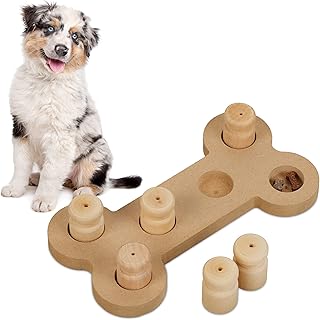 Relaxdays interaktives Intelligenzspielzeug für Hunde, Knochen-Design, Futterspielzeug, Leckerli, Schnüffelspiel, natur product image