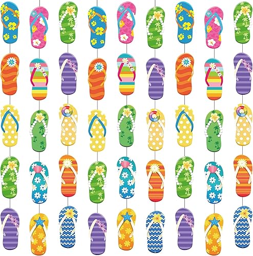 Cindeer 8 piezas de decoración de fiesta de verano colgante, guirnalda colgante de chancletas de verano, sandalias de verano, playa, piscina,