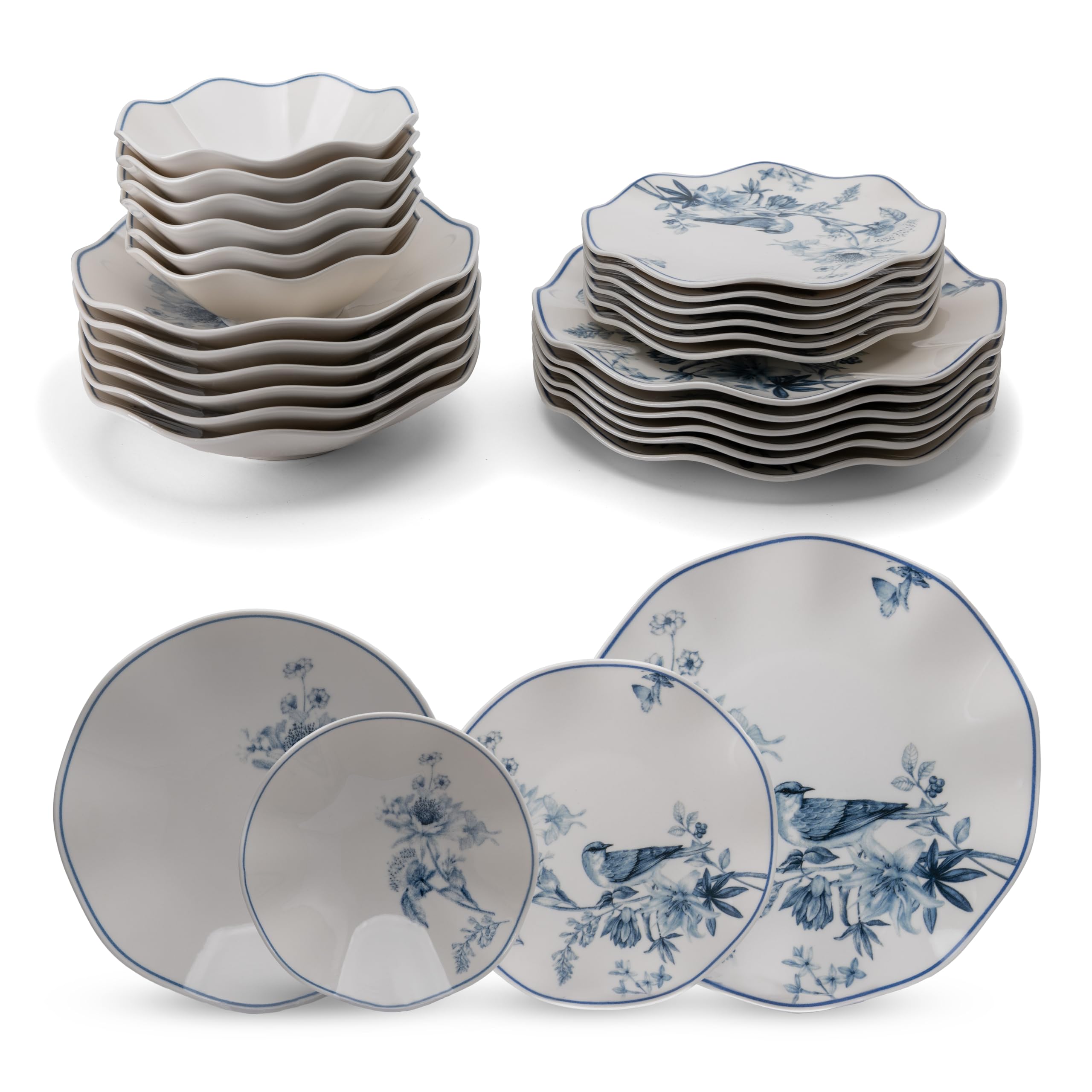 Service de table en porcelaine de 24 pièces – Güral Porselen Nesrin – Blanc ivoire pour 6 personnes – Service élégant