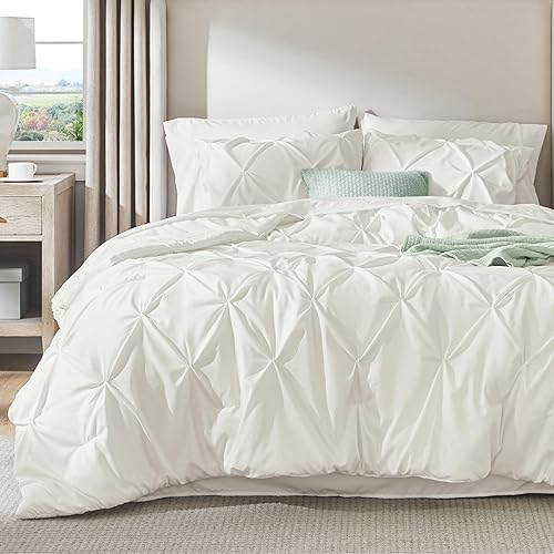 Miniatura 2 de BEDSURE Juego de ropa de cama con edredón tamaño King californiano de 8 piezas, diseño de pliegues, con edredón, sábanas, falda de cama, fundas de