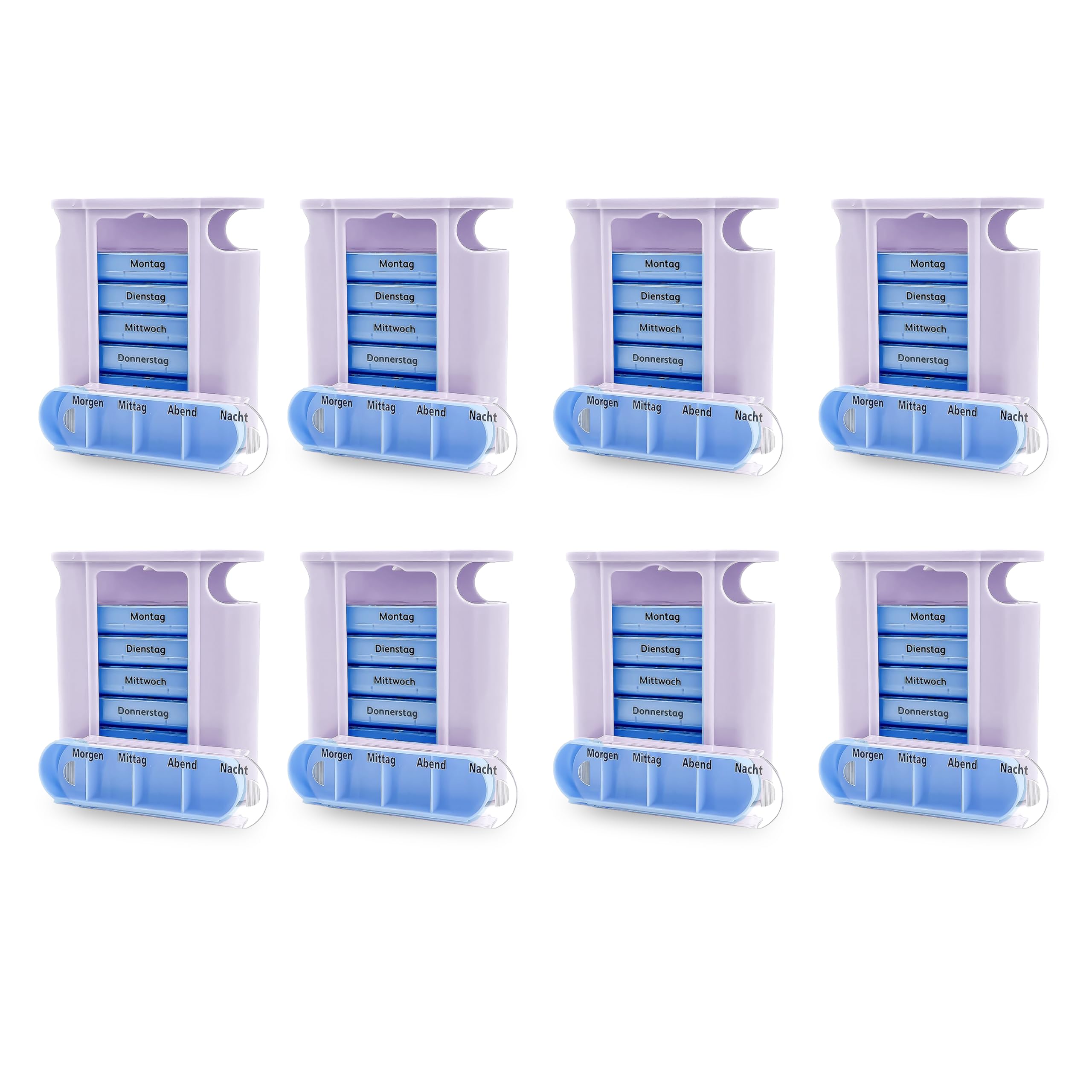 HaseMed Tablettenbox 7 Tage 8 Stück – Wochendispenser mit 7 herausnehmbaren Tagesfächern – Pillendose für Medikamente, Vitamine & Nahrungsergänzungsmittel – kompakt, BPA-frei & ideal für unterwegs
