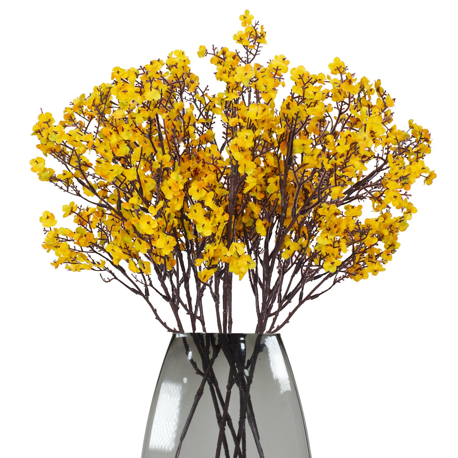 maoodoo Babys Breath 8 Bundle Real Touch Artificial Flowers Fake Silk Flower Gypsophila Wedding Party Decoration Home Decor (Yellow)
