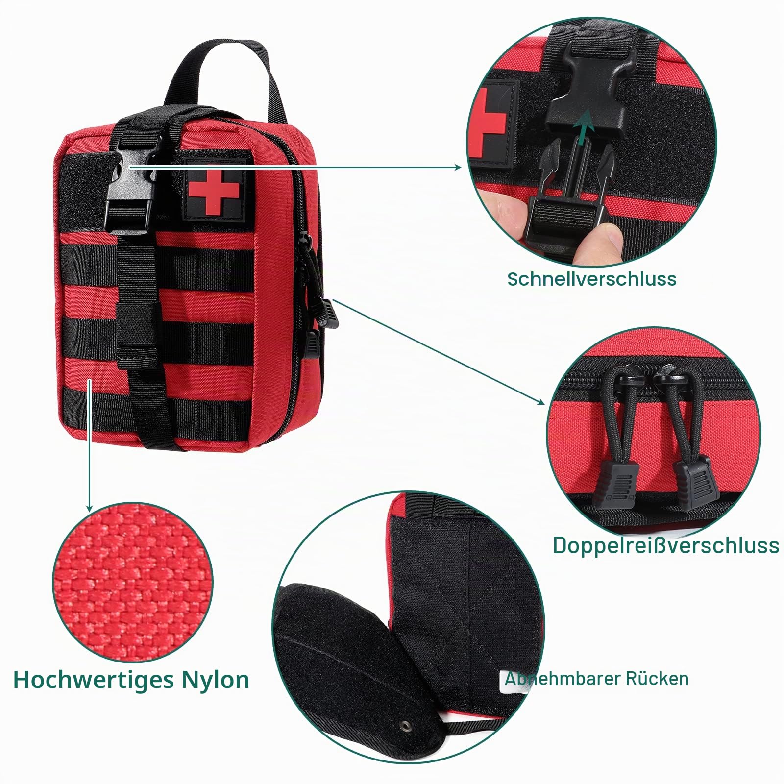 Kyrio Erste-Hilfe-Tasche, leer, taktischer Molle-Beutel, für den Außenbereich, medizinisches Paket, reißbare EMT-Werkzeugtasche für medizinische, Kletter-Rettungswerkzeuge, Mehrzweck-Taillenpackung,