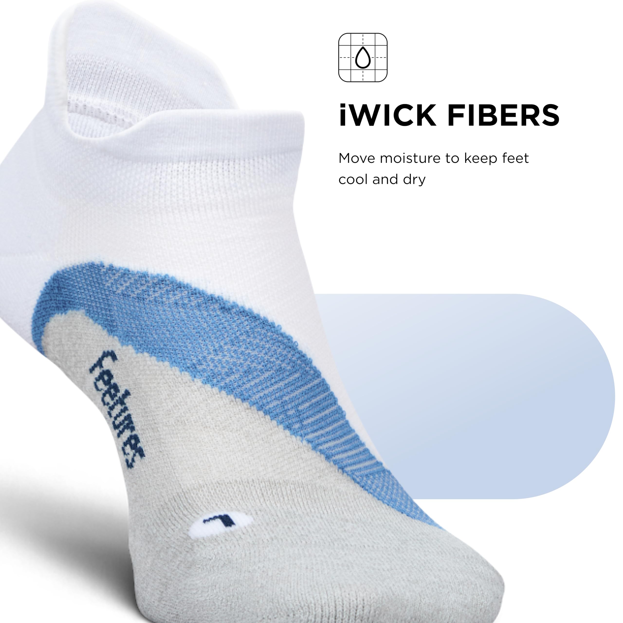 Feetures Elite Light Cushion No Show Tab - Calcetines Mujer | Con compresión específica, calcetines deportivos
