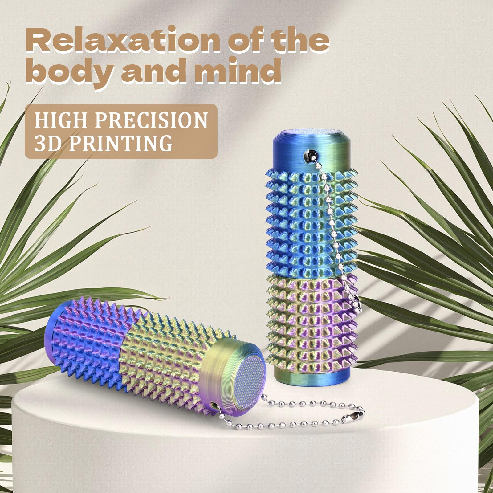 ATOMUS 2PCS Scrollable Ouchies Pain Fidget Toys Spiky Grippie Stim Keychain Pain Stim Fidget Keyring Spiky Sensory Toy for Relaxation Stress Relief Anxiety Relief Novelty Gifts for Work and Study - Image 4