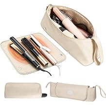 Gosect Hair Tool Travel Bag with Removable Heat Resistant Mat, Hot Hair Tools Travel Storage Pouch for Curling Iron, Flat Iron, Hot Hair Brush, Hair Dryer, Hair Styling AccessoriesIvory White