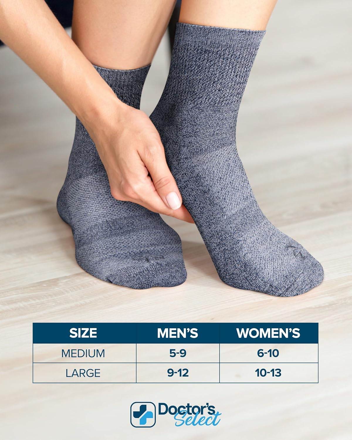Doctor's Select Bamboo Viscose Diabetic Socks for Women & Men - 6 Pairs, Viscose Bamboo Socks Woman, Non Binding, Wide Top - Image 6