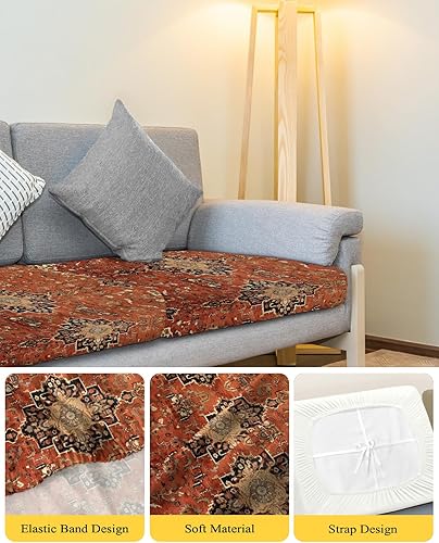 Miniatura 4 de Southwest - Fundas de cojín elásticas para sofá, seccional, individual, en forma de T, con parte inferior elástica, diseño geométrico a rayas