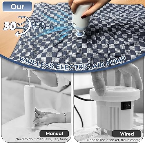 Miniatura 5 de Bolsas de sellado al vacío para ropa de viaje con bomba inalámbrica, bolsa organizadora de almacenamiento al vacío para equipaje, bolsas de embalaje