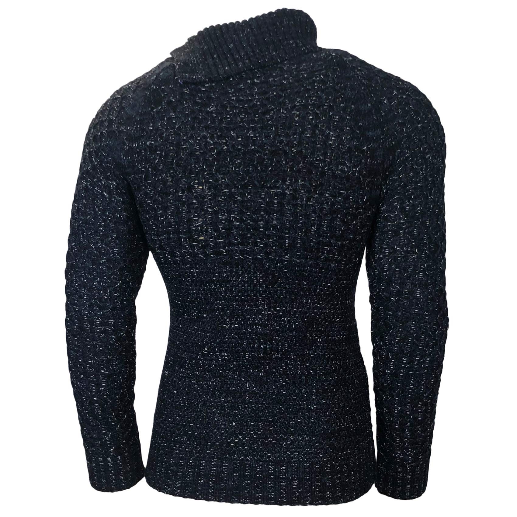 Rusty Neal - Pullover da uomo a collo alto abbottonatura a maglione invernale Chiner maglia grande maglia grande bottone 13338