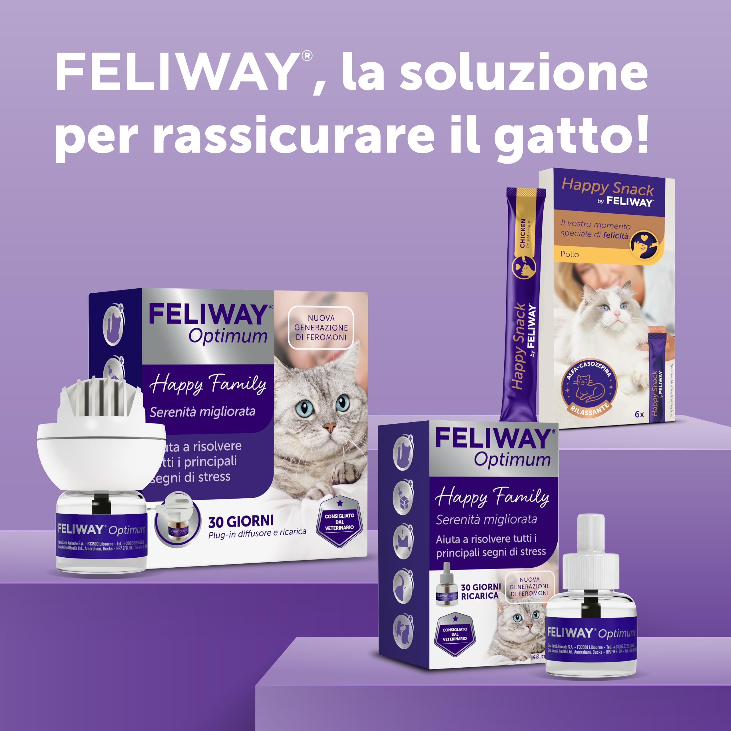 FELIWAY Optimum 1x30 Giorni Ricarica calmante per diffusore di feromoni, 48 ml – Aiuta a risolvere tutti i segni comuni di stress nei gatti e gattini. Raccomandato dai veterinari, clinicamente testato