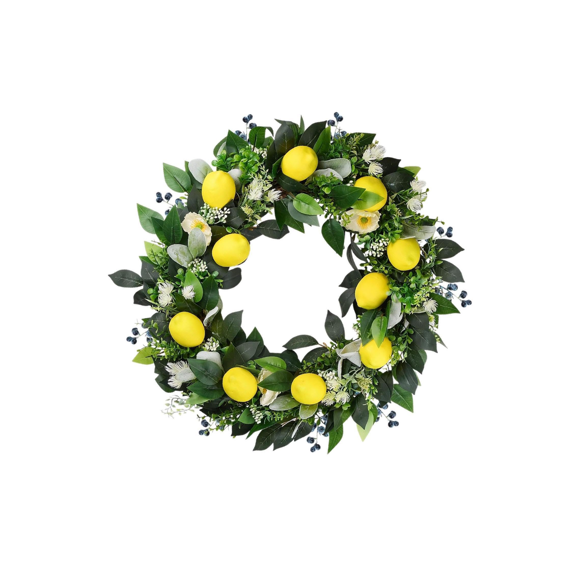 Yixannx Revive Spaces With Handmade Spring Wreath Farmhouse Wreath Garland Lemon Delightful Addition To Brighten Any Room Front Door Artificial Spring Wreaths