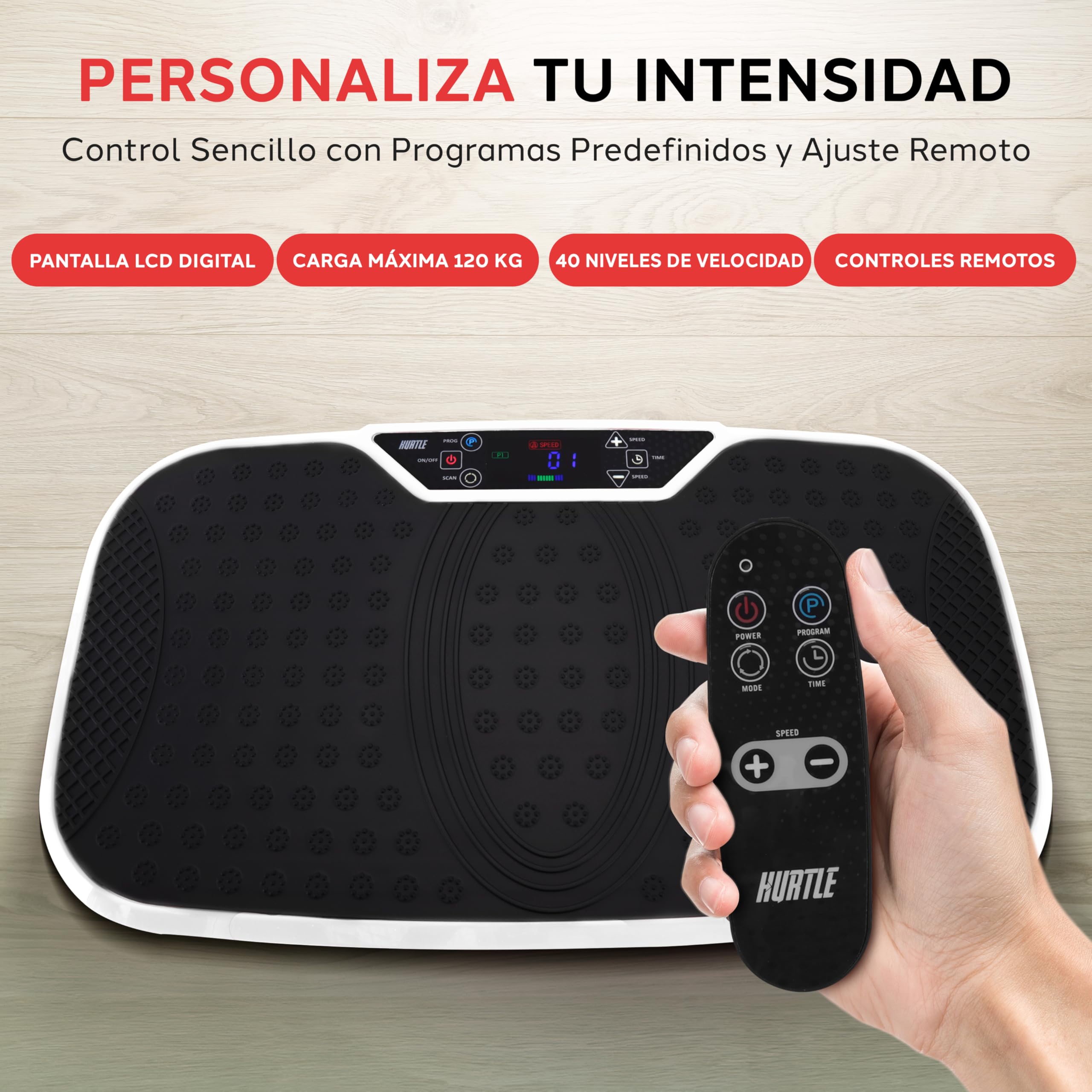 Hurtle Plataforma vibratoria, Fitness, Maquina de Ejercicio, Mando a Distancia, Velocidad Ajustable, Perdida de Peso, Gimnasio en casa