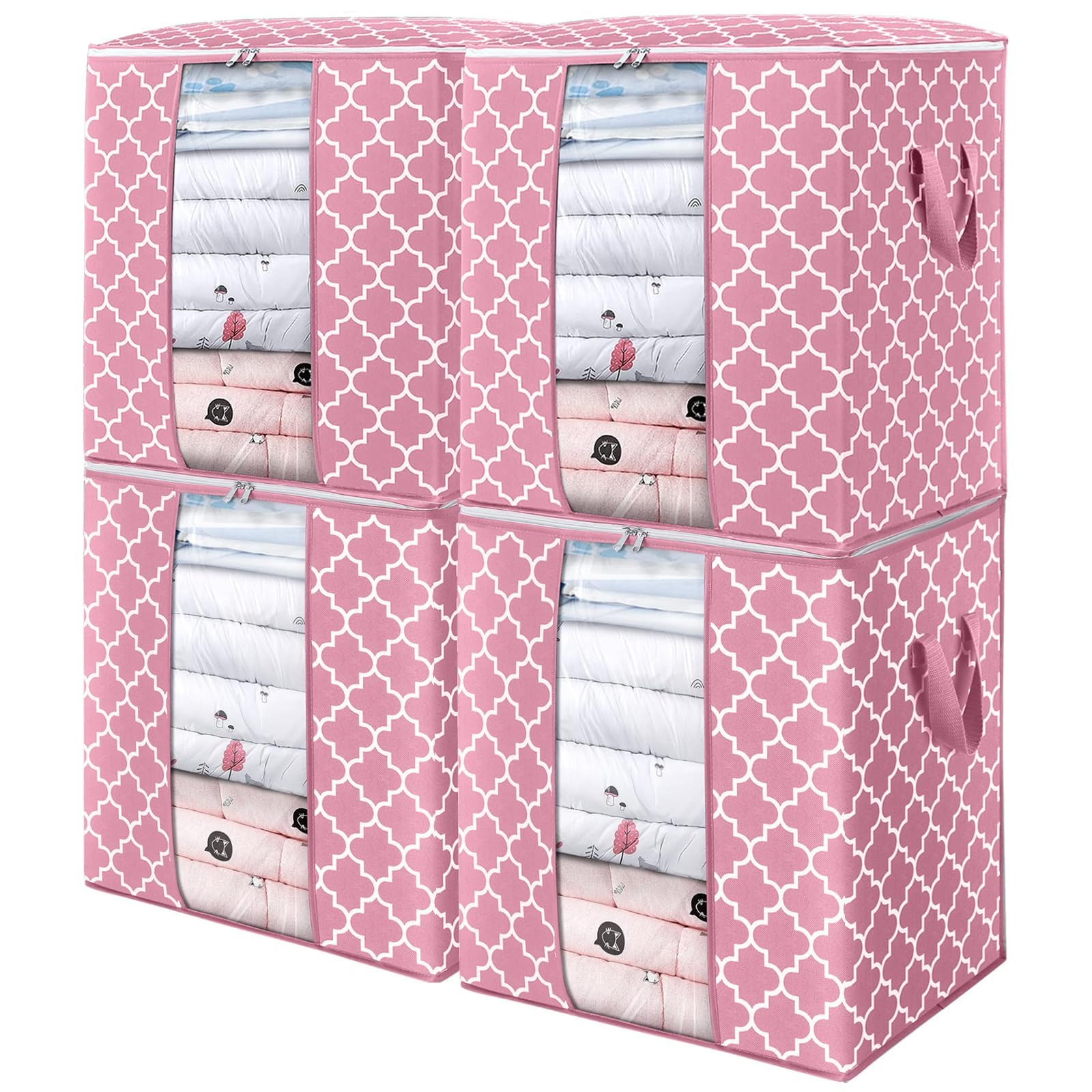 WISELIFE Storage Bags 4 Pack/100L Large Blanket Clothes Organization and Storage Containers for Comforters,Bedding, Foldable Organizer with Reinforced