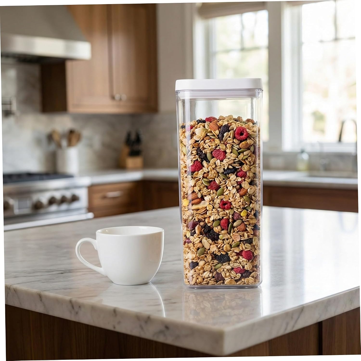 Pasta Storage Container with Airtight Seal 1800ml Food-grade Plastic Spaghetti Holder for Kitchen and Pantry Organization