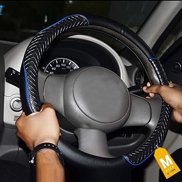 NIKAVI Diamond Steering Wheel Cover (Medium - O) (38cm) Blue