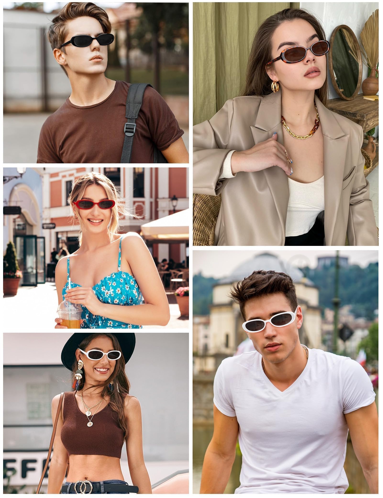 Becellen 4 pary owalne okulary przeciwsłoneczne vintage, modne retro małe okulary przeciwsłoneczne dla mężczyzn i kobiet fajne kocie oczy okulary przeciwsłoneczne UV400