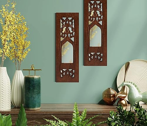 Homebia Designs Decoración tradicional Jharokha pintada a mano de madera para colgar en la pared, perfecta para Navidad, Año Nuevo, decoración de