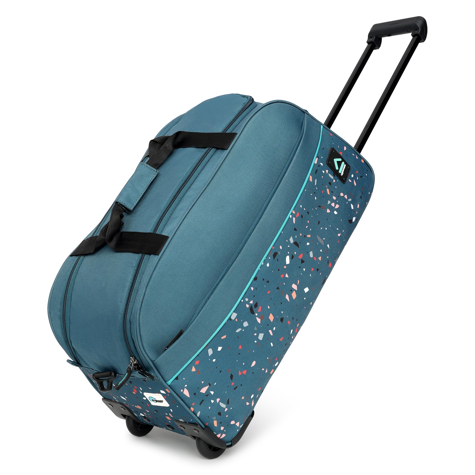 uppercase Terra 62 Polyester Duffle Trolley Bag| Quick Front Pocket Access| Detachable And Adjustable Shoulder Strap| Smooth Wheels|Push Button Trolley|For Women & Men|1500 Days Warranty (Teal), Blue-picture-21