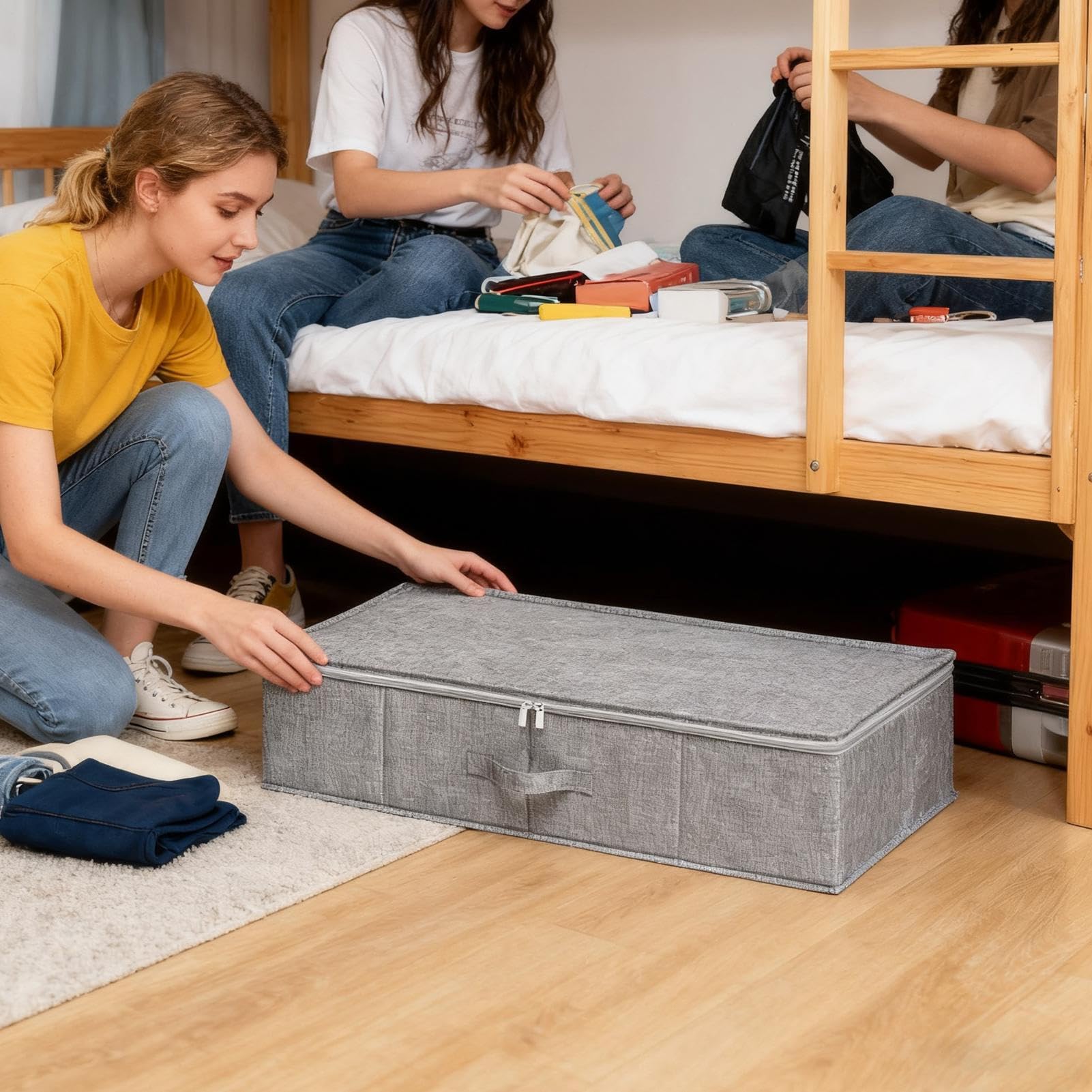 Almacenamiento Bajo La Cama 2 Piezas Organizador de Dormitorio Plegable | Fundas Plegables para Debajo de la Cama Para Mantas Ropa Edredones Suéteres Almohadas Ropa