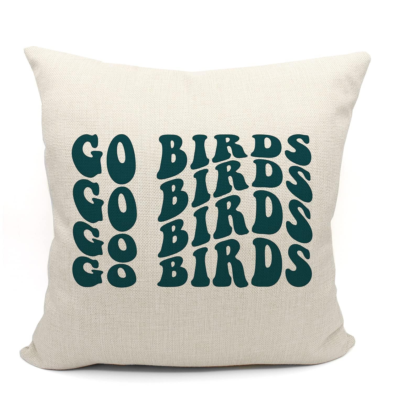 Mancheng-zi Trendy Groovy Go Birds Football Pillow Covers 18x18 Football Throw Pillow Covers Football Fan Gifts Football Gift