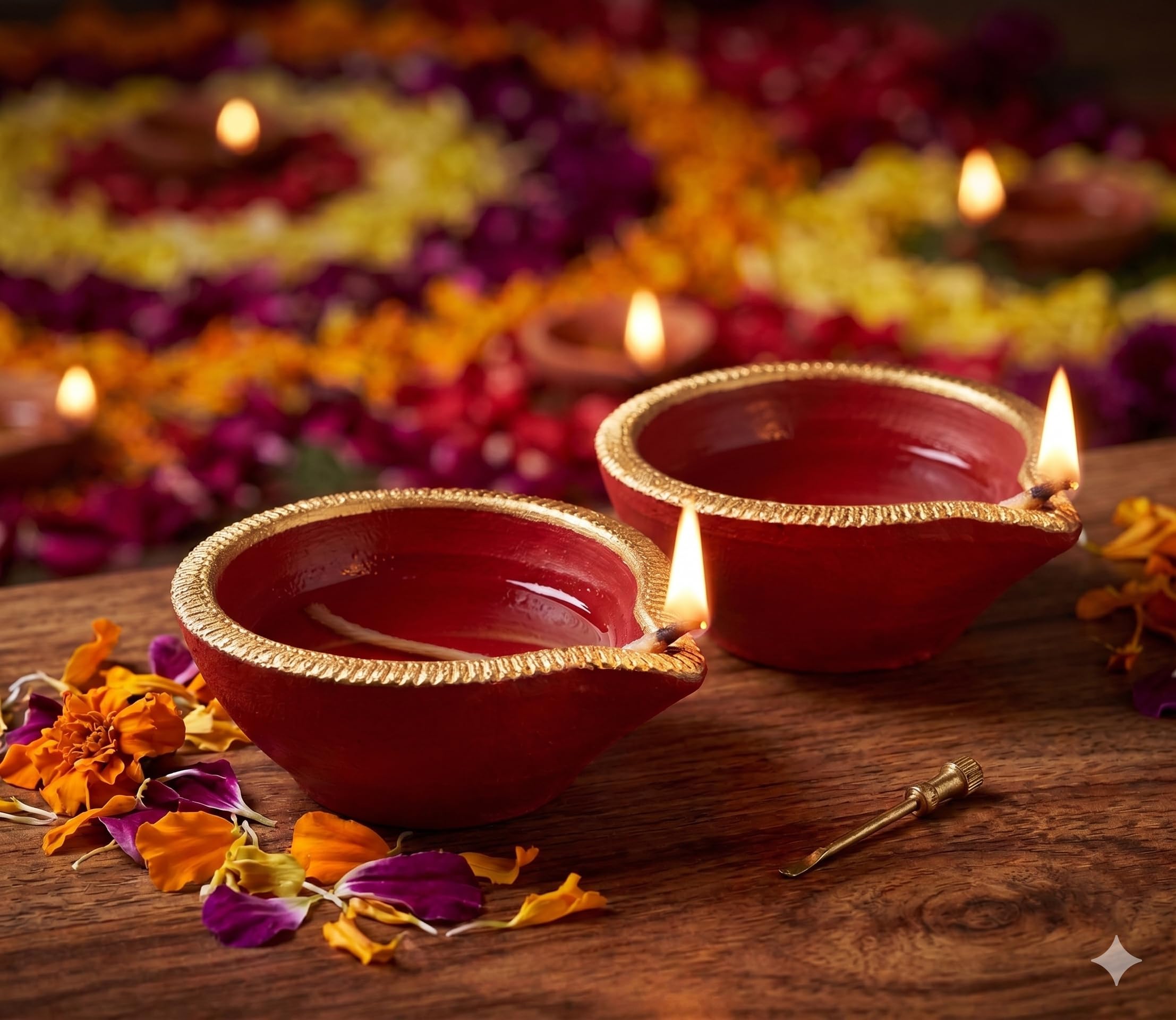 Pure Source India Terracotta Handmade Decorative Diya's, 3 Inch, 6 Pieces, Multicolor-image-29