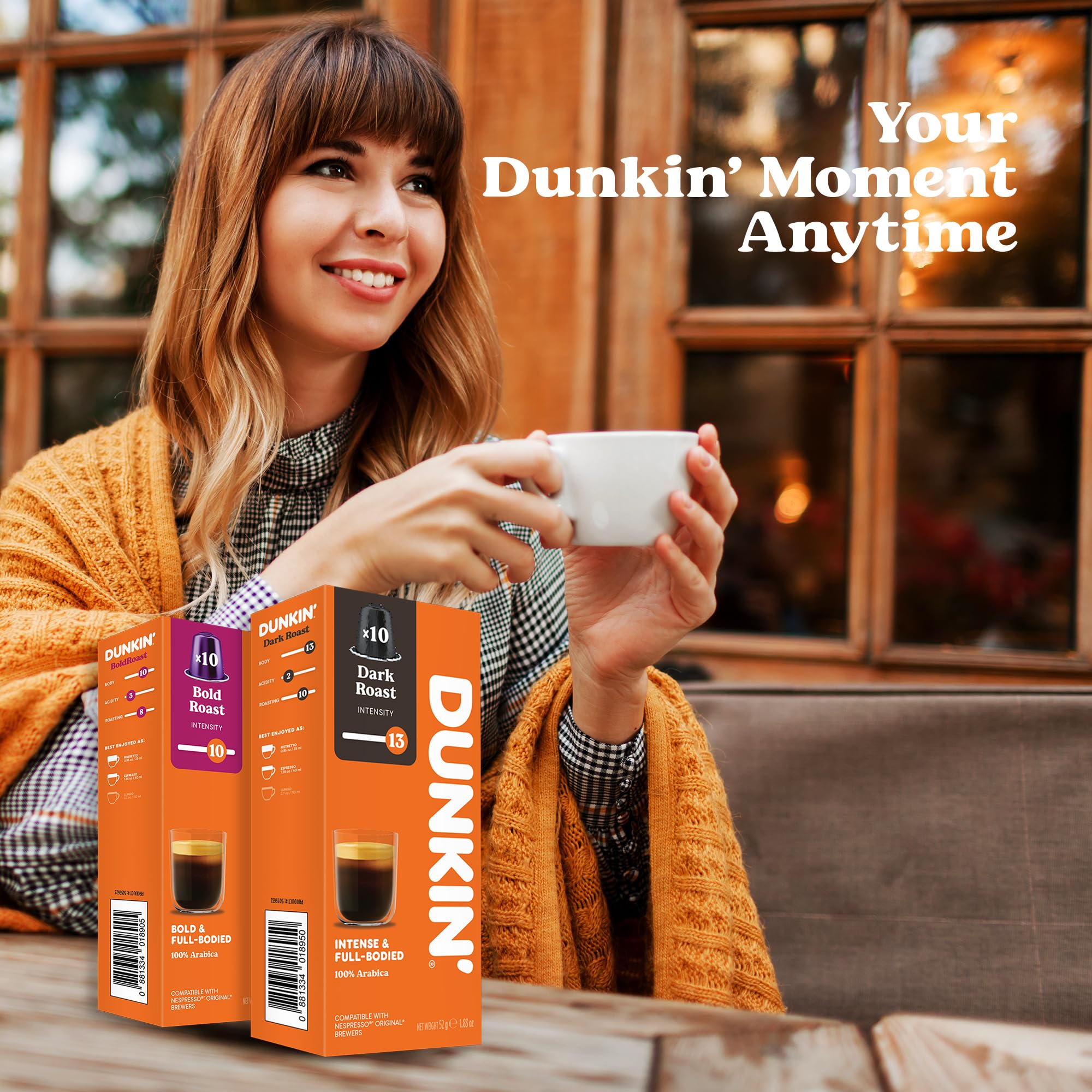 Cápsulas de café Premium Dunkin' Donuts – 80 cápsulas, caja variedad con 8 sabores para descubrir, 100% arábica, compatible con máquinas Nespresso, Rica y Aromática, idea de regalo