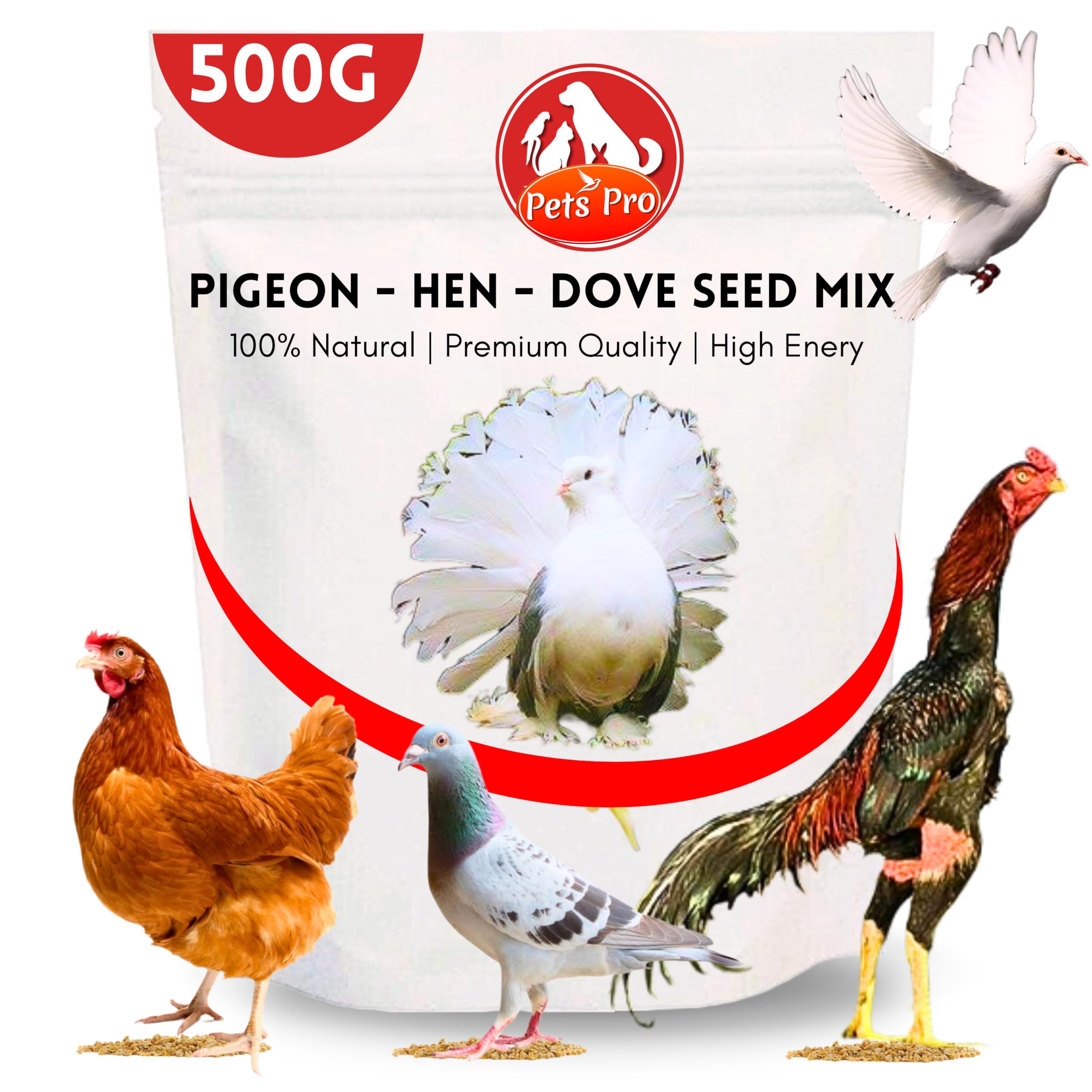 Generic Pets Pro Pigeon, Dove & Hen Food (500 Gm) | Multigrain & Seeds Mix with 12+ Delicious Grains & Nuts for Hen & Doves,All Life Stages