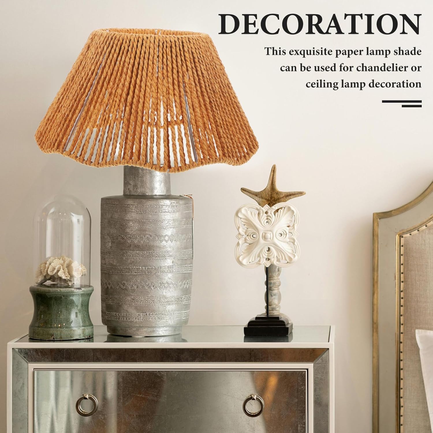 Replacement Lamp Shades for Table Lamps Paper String Woven Light Cover Retro Ceiling Light Cover