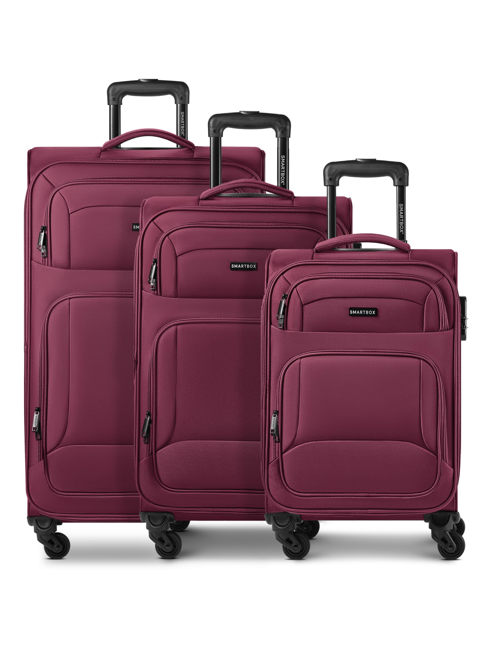 SMARTBOX Edición 04 New3, granate, 3-Set, Carrito de equipaje blando con ruedas giratorias