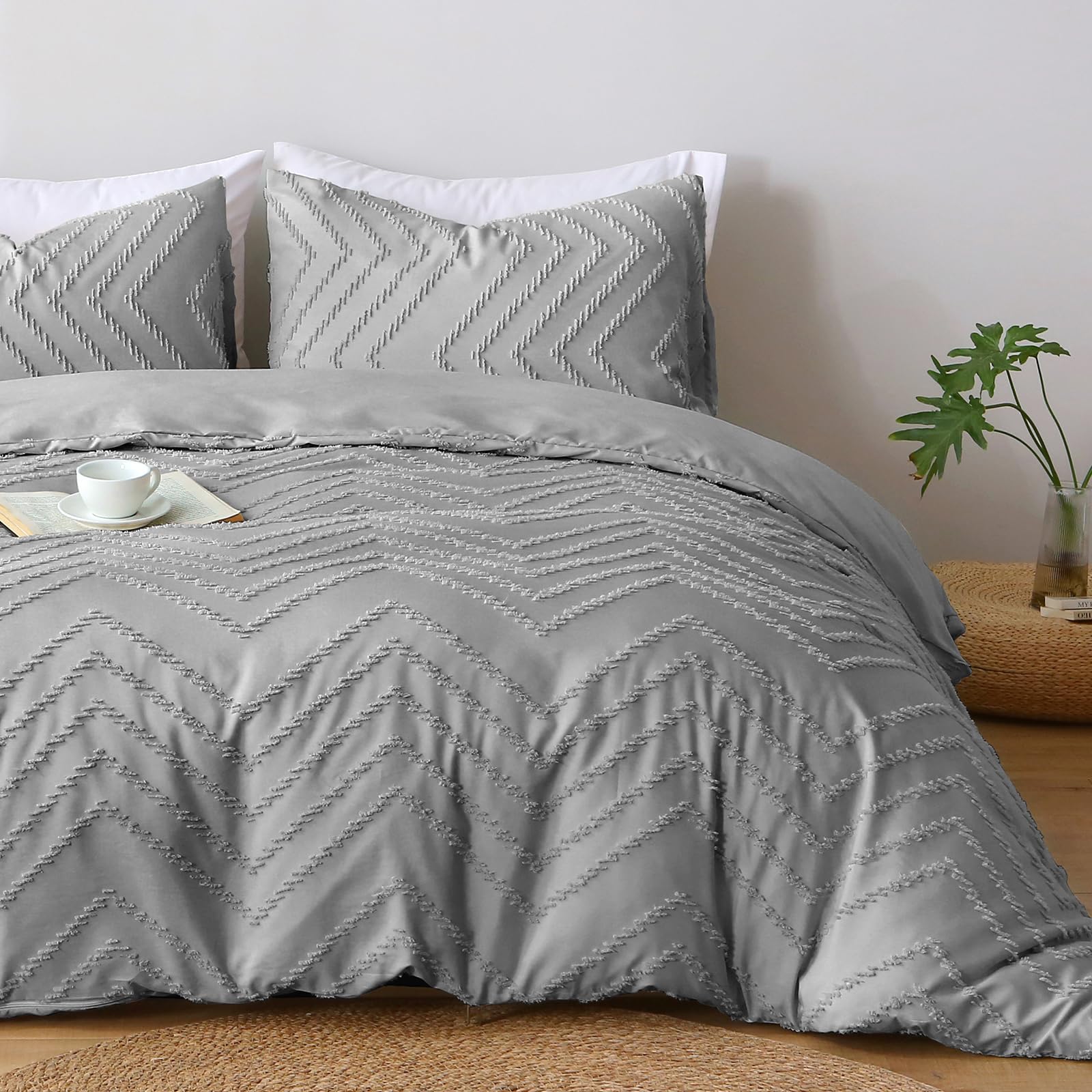 Pamposh Tufted Single Duvet Cover Set - Double Brushed Microfibre Single Bedding Set With Zipper Closure - Ultrasoft Breathable Duvet Cover Single for All Seasons