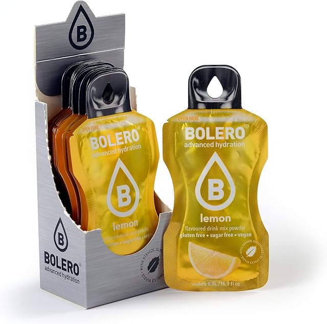 Bolero CYTRYNA | 12x3g I Orzeźwiający napój w proszku bez cukru słodzony stewią | Witamina C | odpowiedni dla diabetyków | smak cytryny