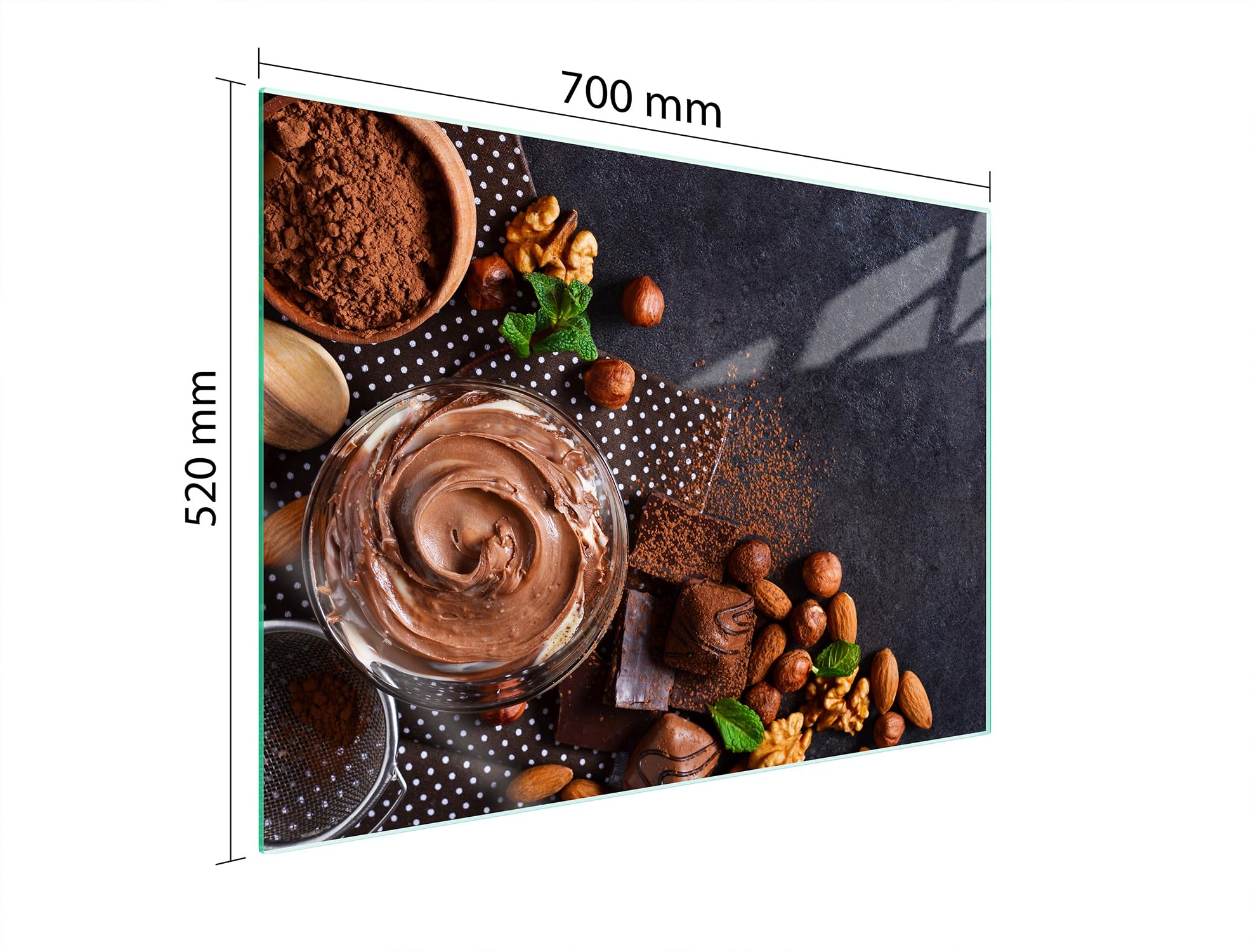 TMK ArtDeko Placa protectora de vitrocerámica 70 x 52 cm 1 pieza cocina eléctrica universal para inducción protección contra salpicaduras tabla de cortar de vidrio templado, Comer