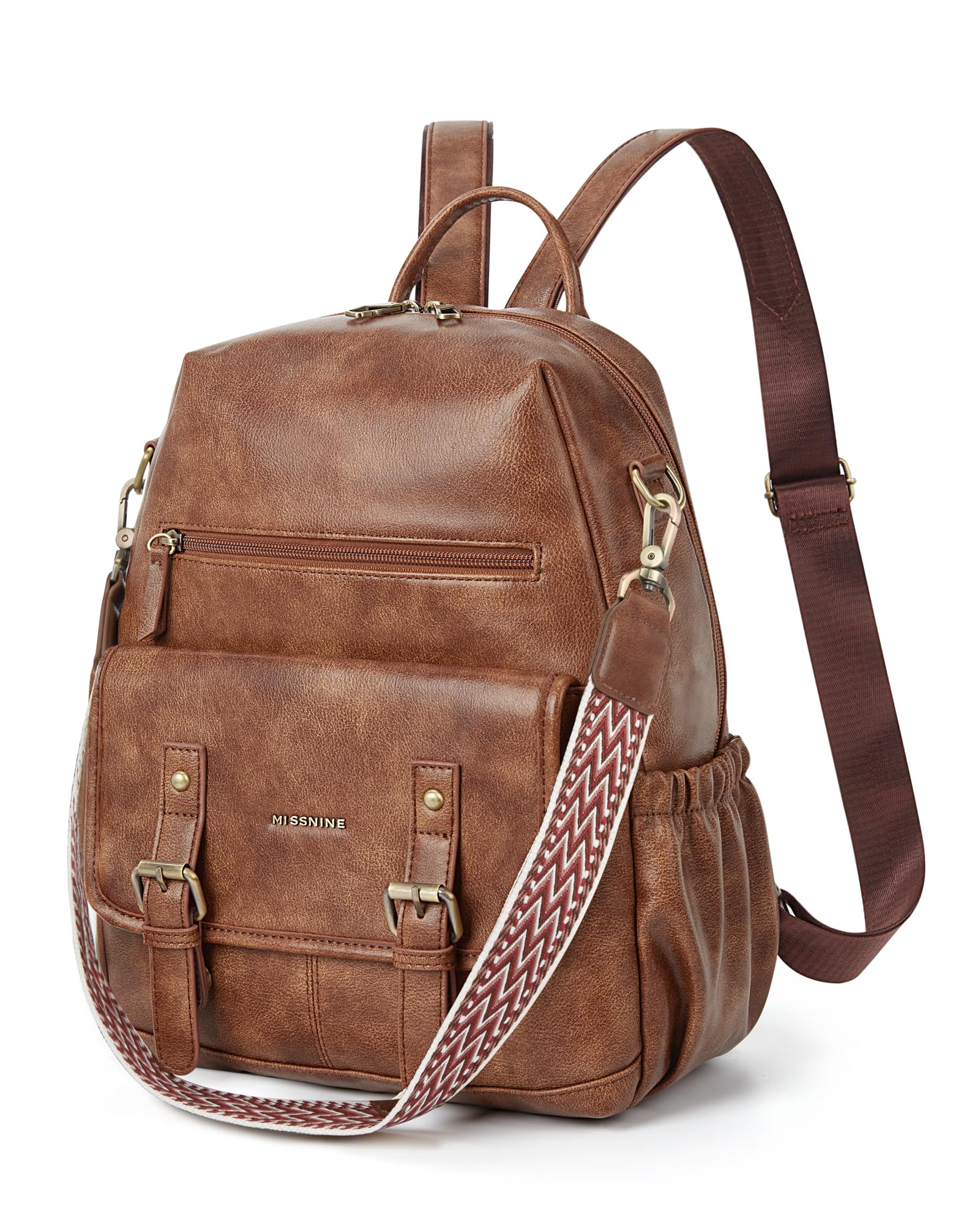 Missnine Backpack Purse for Women, PU Leather Travel Backpack, Designer Shoulder Bag, Ladies Convertible Satchel Bags