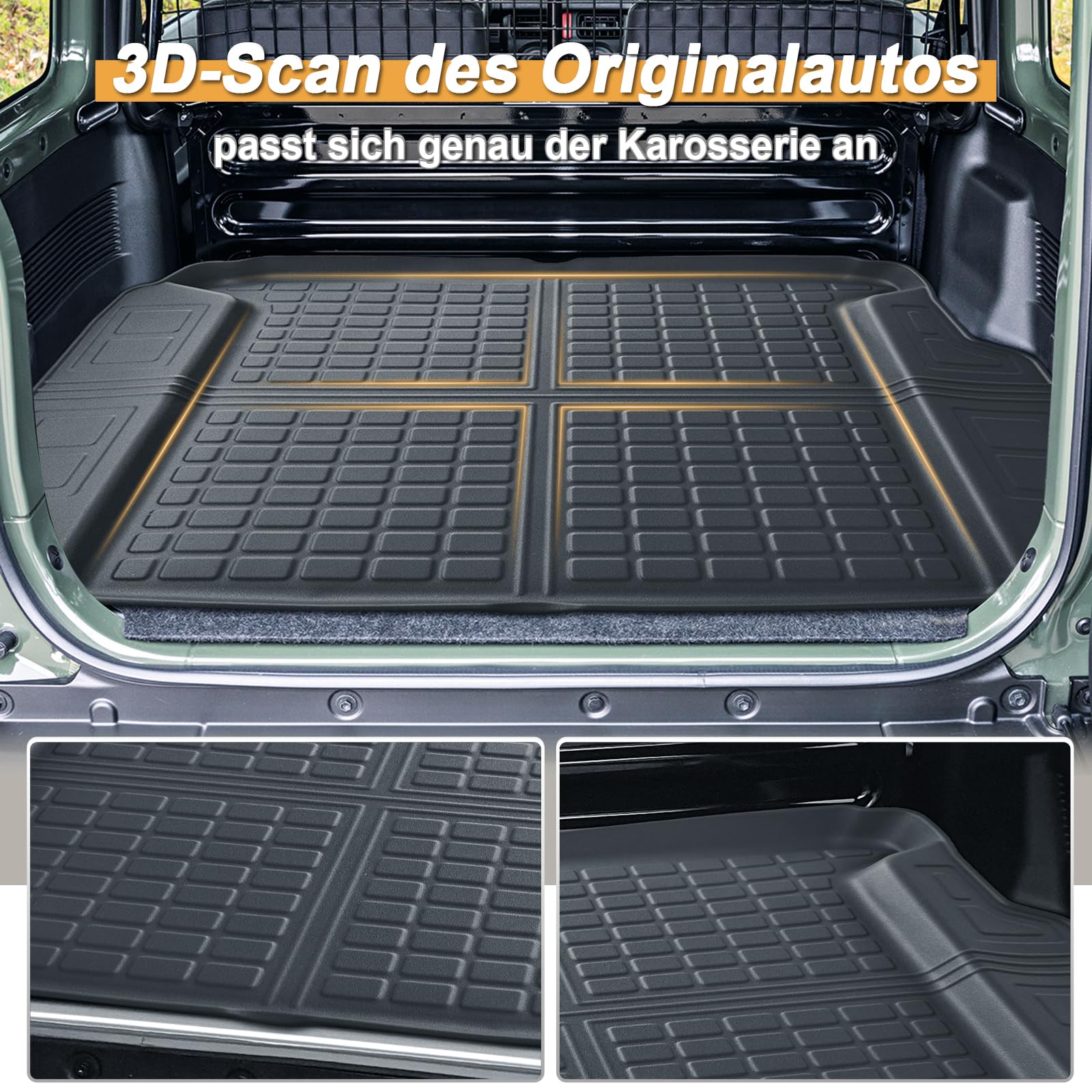 ECOZEN Wanna do bagażnika do Suzuki Jimny JB64/ JB74 2021-2025 (2-osobowa), TPE, na każdą pogodę, oryginalna mata do bagażnika 3D, wodoszczelna, odporna na zużycie, wysokie dopasowanie, wysoka krawędź