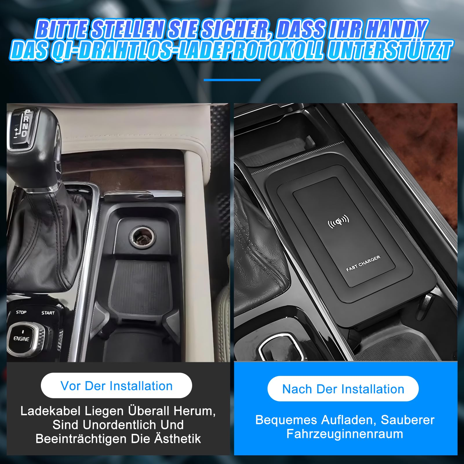 15 W bezprzewodowa ładowarka, ochrona przed przepięciem, automatyczne wyłączanie przy pełnym naładowaniu, współpracuje ze wszystkimi urządzeniami obsługującymi
