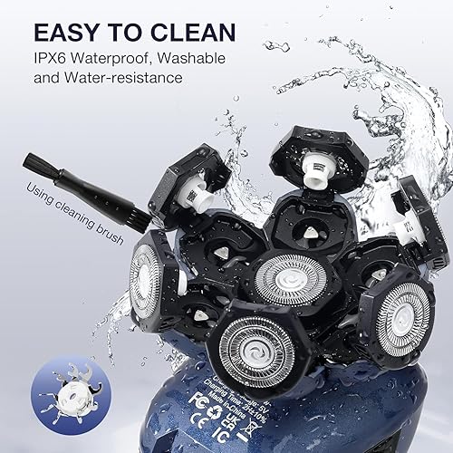 Miniatura 6 de Máquina de afeitar profesional 5 en 1 kit de aseo húmedo y seco impermeable para una cabeza calva perfecta