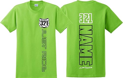 Miniatura 10 de JUST RIDE Motocross Número Placa Camisa MX Moto Personalizada Kawi Verde Lima KX